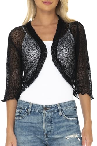 SHU-SHI Bolero Shrugs for Dresses Formal Sheer Cropped Cardigan Cocktail Sweater Lightweight Knit