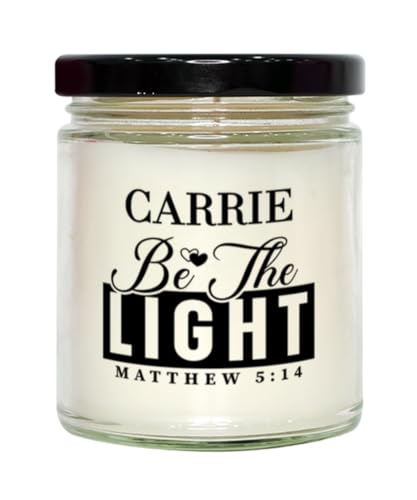 Bible Verse for Carrie Candle,Christmas Gifts for Carrie Be The Light Mattew 5:14 Gifts for Women Coworker Carrie Name Birthday Candle Christmas Gifts, Housewarming, Soy Wax, Scented, Decor