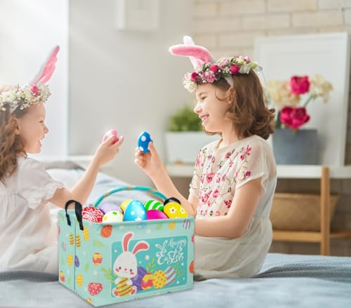 Image of Rectangular Easter Basket Baby Storage Basket Cute Kids Toy Storage Bin Organizer Shelf Book Basket Room Decor(Happy Easter)