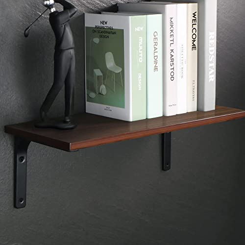 SAYAYO 4 PCS Metal Wall Shelf Bracket, 10 x 8 Inch Heavy Duty Shelf Support Bracket Decorative Joint Angle Bracket, Matte Black