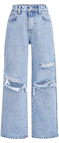 Glomblig Baggy Jeans for Girls 10-12 Wide Leg Ripped Cute