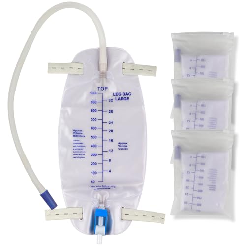 3 Pack Catheter Bags, Premium Easy-Tap Leg Bag Urinary Drainage Bag, 32 Oz with 3 18” Tubing,...
