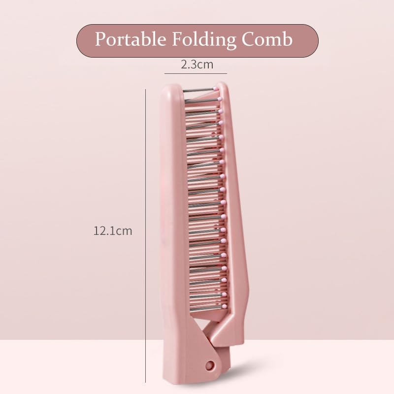 Peine Plegable de Bolsillo en Rosa, 12.1 cm miniatura 3