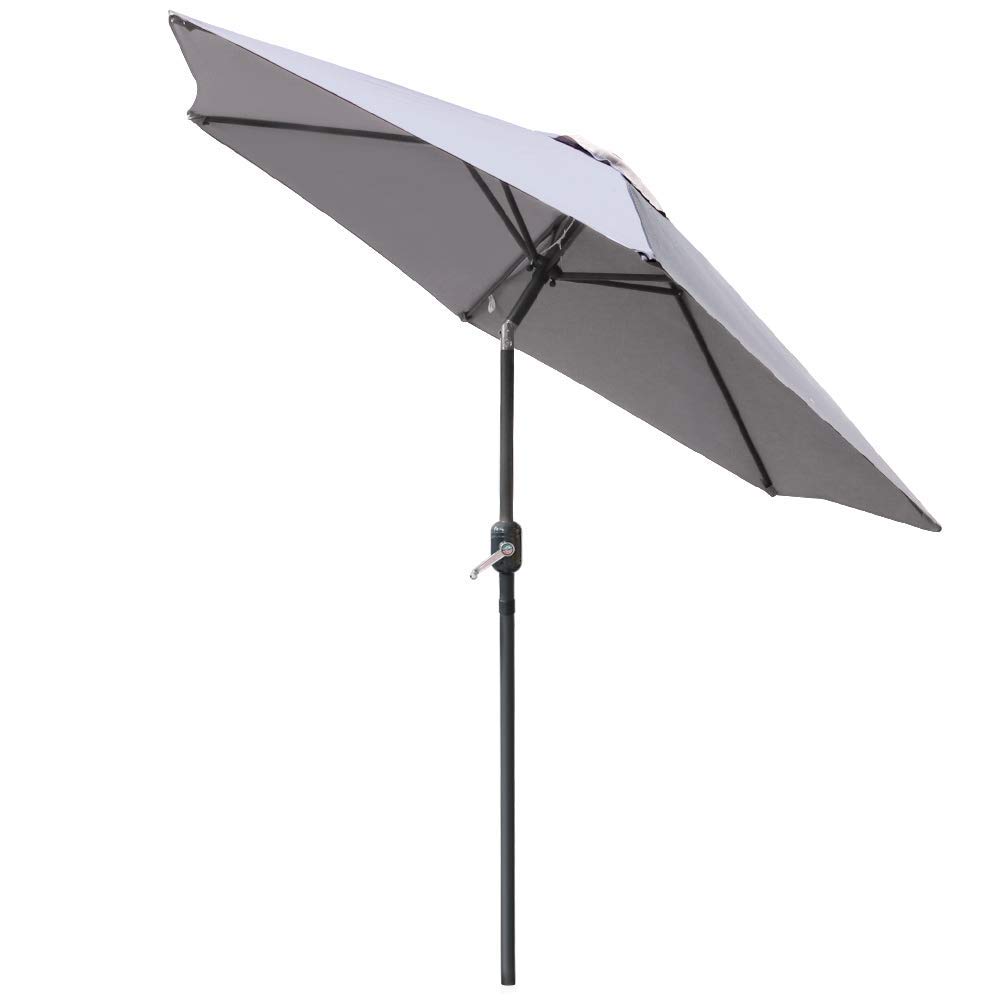 Aquariss 2.5m Garden Patio Parasol Outdoor Sun Shade Round Umbrella with Tilt Crank UV protection - Grey