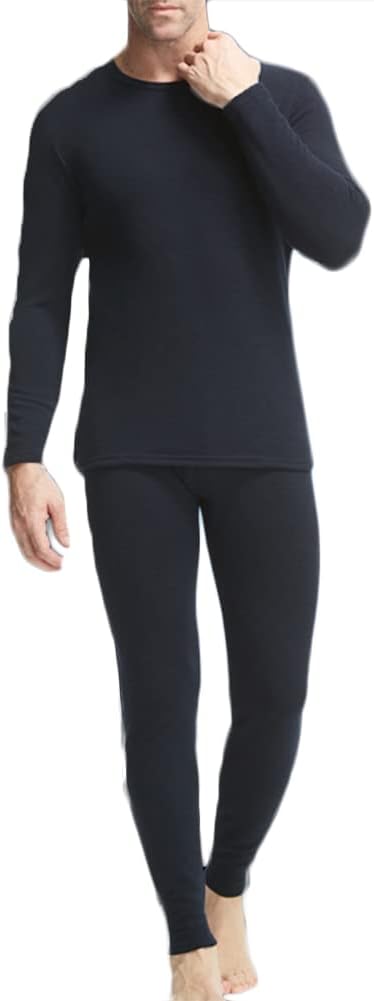 HSQSMWJ Long Johns Thermal Underwear for Men Fleece Lined Base Layer Set Warm Vest Tshirt Winter Ski Wear Underwear M-3XL