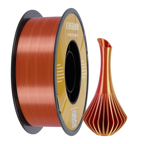 Image of Kingroon PLA 3D Printer Filament, Triple Color Silk PLA Filament, Dimensional Accuracy + /- 0.03 mm, 1 kg Spool(2.2lbs), 1.75 mm, Golden-Yellow-Red