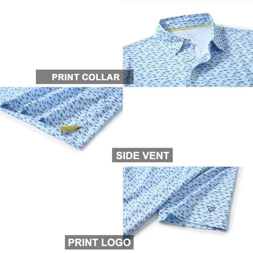 Image of Golf Shirts for Men Dry Fit Short Sleeve Print Performance Moisture Wicking Polo Shirt