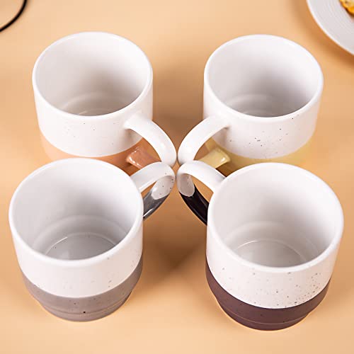 Cutiset 13 Ounce Stackable Coffee Mug Set With Metal Rack,Exquisite Assorted Color Mugs For Coffee, Tea, Cocoa, Milk, Set Of 4 #TOP2