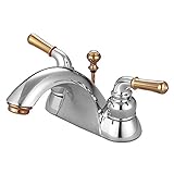Elements of Design St. Charles EB2624 Centerset Lavatory Faucet with Retail Pop-Up, 4-Inch, Polished Chrome/Brass
