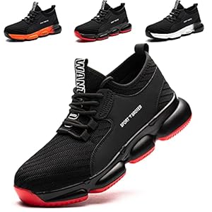 SROTER Veiligheidsschoenen heren dames werkschoenen met stalen neus lichte werkveiligheidsschoenen ademende sportieve…