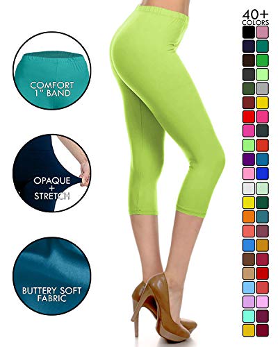 Image of Leggings Depot Women's High Waist Leggings Soft 1 inch Waistband Solid Pants - Regular, Plus, 1X3X, 3X5X