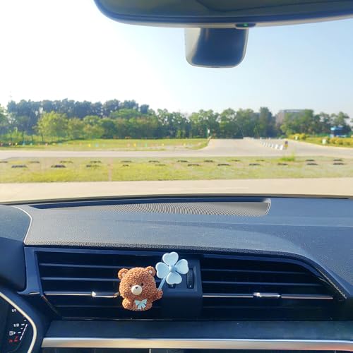 Image of Cute Car Air Freshener Vent Clips, 3D Animal with Mini Fan Diffuser Vent Clip, Air Conditioning Decoration Car Accessories for Women and Men