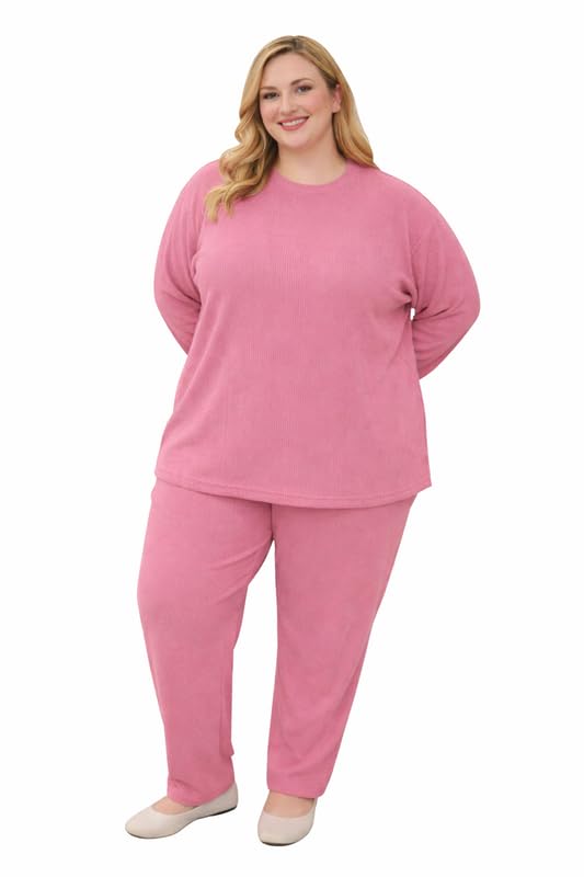 Women’s Round Color Two-Piece Set | Long Sleeve Top & Wide Leg Pants Co-ord Set |and Big Size Casual Wear Co ord Set
