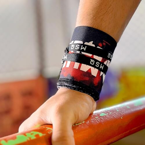 Image of Wrist Wraps for Calisthenics & Weightlifting - Heavy Duty Wrist Support & Stability (Crimson Wave)
