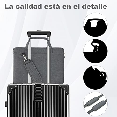 Voova Funda para Portátil de 14 15 15,6 16 pulgadas Protección 360° Maletin Ordenador Bolsa Laptop Bag Impermeable Antichoque Hombre Mujer Gris - imagen 6