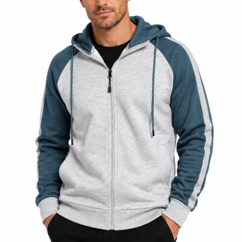 Image of Wirltte Hoodies for Men Zip Up Hoodie Drawstring Casual Long Sleeve Pocket Hooded Sweatshirts