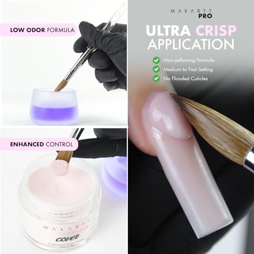 MakarttPro Low Odor, MMA Free Monomer, Non-Yellowing Professional Grade Formula, Beginner Nail Tech Friendly - Essential Acrylic Nail Supply for Nail Technicians (8 fl oz)