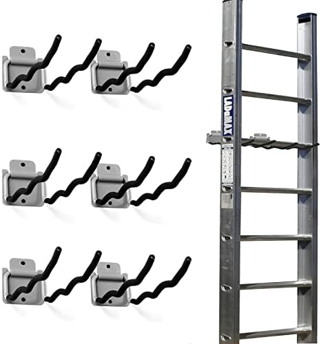 QualStorage Garage Wall Mount Hooks 6 Pack Heavy Duty Steel Storage Organizer Utility Hanging System for Ladder,Tire,Folding Chair and Garden Tools