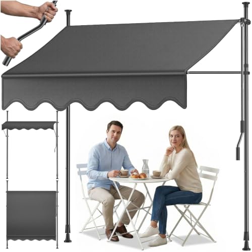 KESSER® Klemmmarkise mit Handkurbel Balkon | Balkonmarkise ohne...