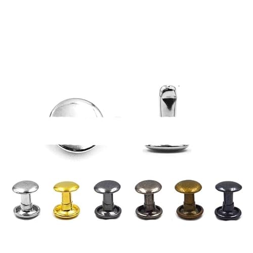 100Sets 5-15 mm Metall-Doppelkappen-Niet-Bolzen-Rundnagel-Niet für Lederhandwerk-Zubehör, Reparaturschuhe, Tasche, Gürtel, Kleidung, Kleidungsstück, 15 x 10 mm, 120 Stück, Mix, 6 Farben Cover