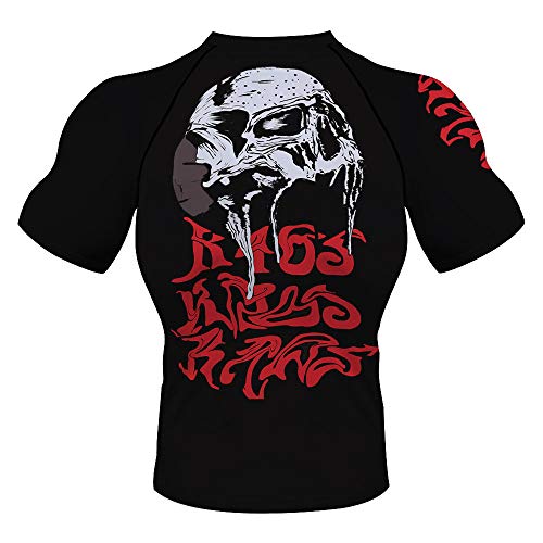CHOO Men's Hunger Skull BJJ No GI, MMA Wrestling Short Sleeve Compression Rash Guard2