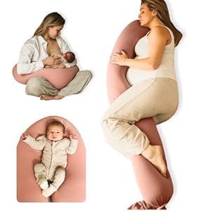Cuddobaby Pregnancy Pillow 5-in-1 【Cooling Cover, Adjustable Firmness】 Patented Lock Design, Turn into O-Shape Nursing Pillow, 5-Point Full Body Support, Maternity Pillow with Travel Bag – Pink