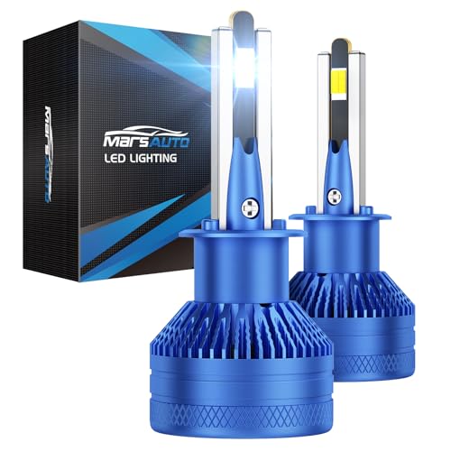 Marsauto - H1 High Performance Halogen Headlight Bulb, 60000 LM 1200% Brighter 6500K White, High Beam, Low Beam and Fog Replacement Bulb, Brighter Downroad with Whiter Light (Contains 2 Bulbs)