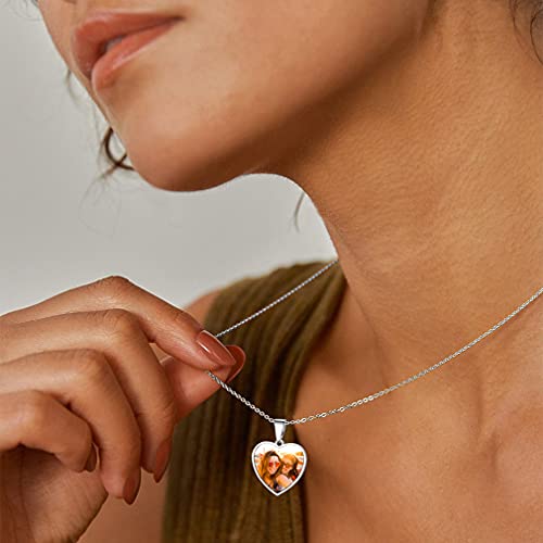Custom4U Picture Necklace Personalized Custom Dog Tag/Disc/Heart Pendant Picture Jewelry Engraved Memory Chain with Photo Name Customized Photo Gifts for Men Women (Gift Box)2