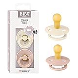 BIBS(ビブス) 天然ゴムおしゃぶり 2個セット COLOUR サイズ1(0~6カ月)【日本正規品】BPAフリー アーチ形状で摩擦を軽減 胸に似た丸型ニップル 110256 Ivory/Blush