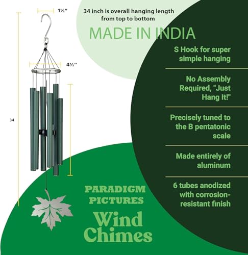 Image of Paradigm Pictures Big 34 Inch Big Wind Chimes for Home Decor | Vastu Feng Shui Positive Energy Items | Home Decoration Hanging for Balcony, Garden & Indoor Outdoor Spaces