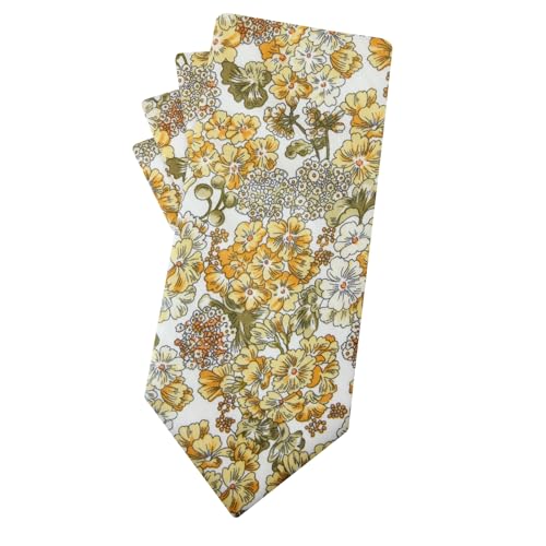 Image of Mantieqingway Men's Cotton Floral Neck Tie 2.56'' Printed Skinny Tie