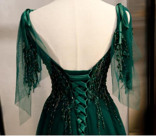 Green Beading Tulle Corset Prom Evening Party Dress Gala Pageant Quinceanera Sweet 15 Gown4