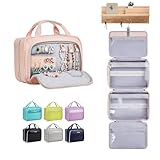 OlarHike Travel Toiletry Hanging Bag Waterproof Bags, Makeup bag, Toiletries, Jewelry, Travel Essentials 3 in 1 Packing Organizers, Cosmetic Travel-Sized Container, Large Capacity for Women pink