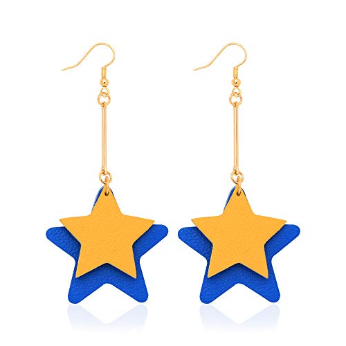 Leather Heart Earrings Dangle for Women Trendy, Star Earrings Lightweight Fashion, Gifts for Her