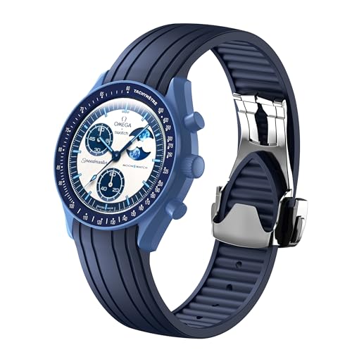 Correa para reloj Omega x Swatch MoonSwatch de 20 mm, hebilla plegable con acabado mate, compatible con Omega Swatch Moonswatch Speedmaster, correa de repuesto curvada sin huecos para Swatch Omeg
