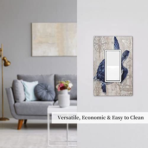 Sea Turtle Ocean Theme Sea Animal 1 Gang Decora Light Switch Cover Single Rocker Wall Plate Decorative Gfci Faceplate Electrical Outlet Cover Switchplate For Bathroom Home Decor #TOP6