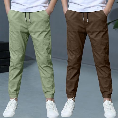 2pack Boys Jogger Pants Elastic Waisted Sweatpants Teen Boys Running Trousers Kids School Uniform Fall School Outfits2