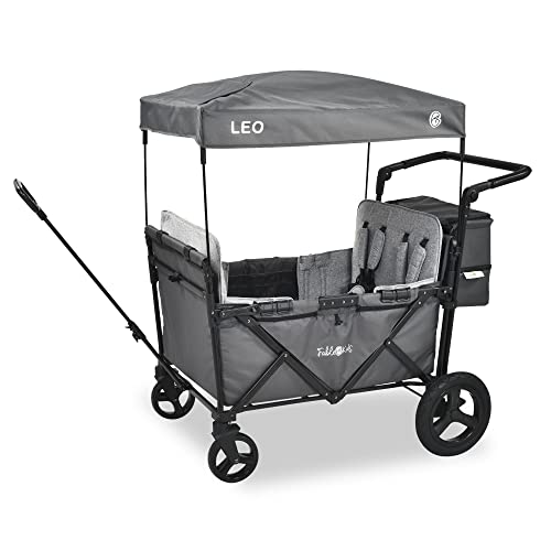 FableKids Chariot Leo X4Plus avec Toit | Chariot de Transport Pliable | Harnais 4X 5 Points | Roues Tout-Terrain 360° | Frein à Pied | Oxford 600D| Filets...