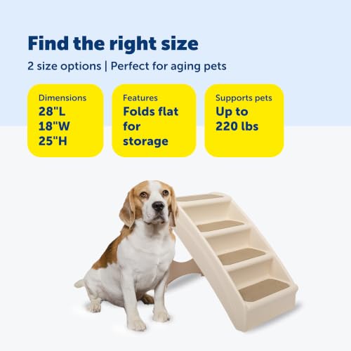 PetSafe CozyUp Folding Dog Stairs - Pet Stairs for Indoor/Outdoor at Home or Travel - Dog Steps for High Beds, Sofa with Siderails, Non-Slip Pads - Durable, Support up to 200 lbs - Extra Large, Tan - image 4