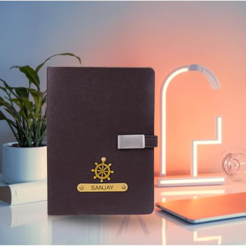 Image of ncgifts Personalized diary with name| customized diary | name notebook 200 ruled pages Customized Diwali Daily Journal Diaries Diary Gifts for Men Women Office Colleagues Employees (Brown)