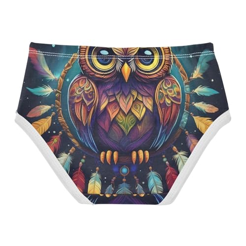 Cute Owl Colorful Feathers Dark Panties for Girl Toddler Girls Underwear Cotton Designer Kids Undies Briefs 2t2