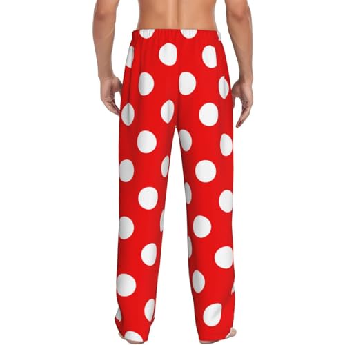 Red And White Polka Dot Men'S Pajama Pants Soft Comfort Lounge Pants Sleep Pj Bottoms3