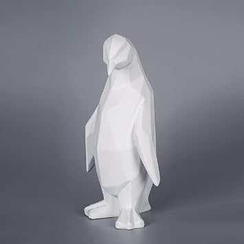 SMRTHMRT Creative Penguins/Penguin/Penuins Statues, Abstract Geometric Sculptures Collectible Figurines for Home Decor Modern Office Shelf Desktop White-Large