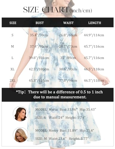 Image of Bridesmay Womens Summer Floral Midi Dresses Ruffle Sleeve Beach Wedding Guest Dress V Neck Swing Flowy Dresses