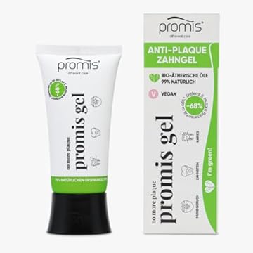 Promis Gel Dentale - Difesa Naturale Contro Carie e Tartaro, Oli Essenziali Naturali, Testato, Vegano, Tubo Sostenibile, Imballaggio Riciclato