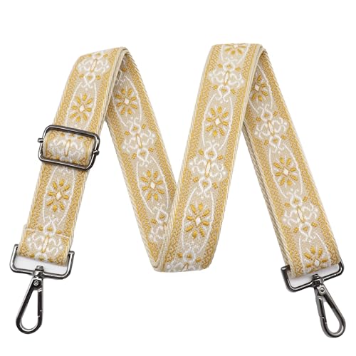 Image of LEMEDE Purse Strap Adjustable Replacement Crossbody Bag Strap Retro Jacquard Embroidery Shoulder Straps for Canvas Bag
