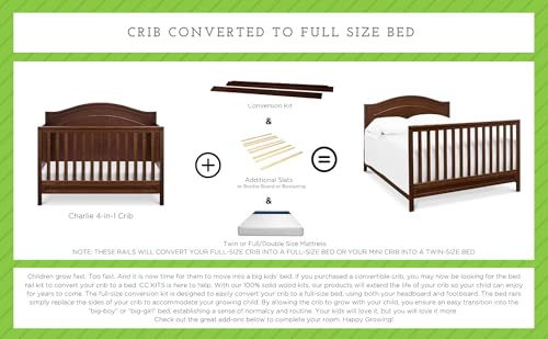 Image of CC KITS Full-Size Conversion Kit Bed Rails for Kalani Convertible Cribs by Davinci Baby - Solid Wood Rail - Toddler and Adult Bed Rail for Full-Size Beds - Essential Nursery & Baby Furniture (Ebony)
