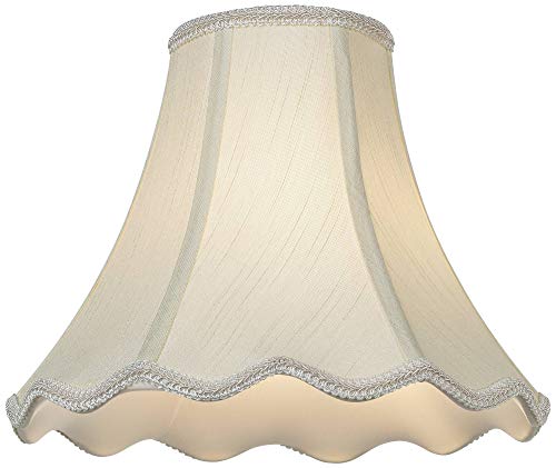 Creme Medium Scallop Bell Lamp Shade 5" Top x 12" Bottom x 10" Slant x 9.5 High (Spider) Replacement with Harp and Finial - Imperial Shade
