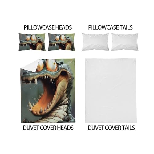 Housse de couette crocodile 200x200 pour lit double avec taies - 4