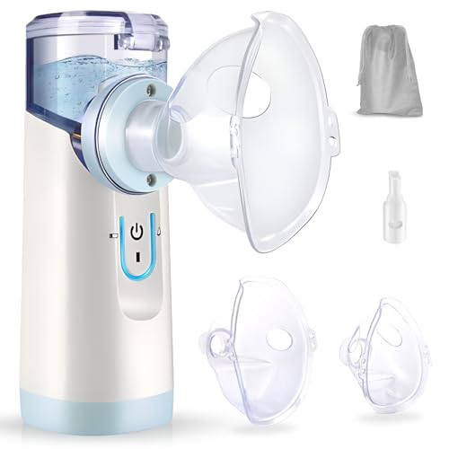 Inhaliergeräte für Erwachsene Vernebler Inhaliergerät Kinder, geräuscharmes Tragbar Mesh Nebulizer Inhalator Set USB wiederaufladbar mit...